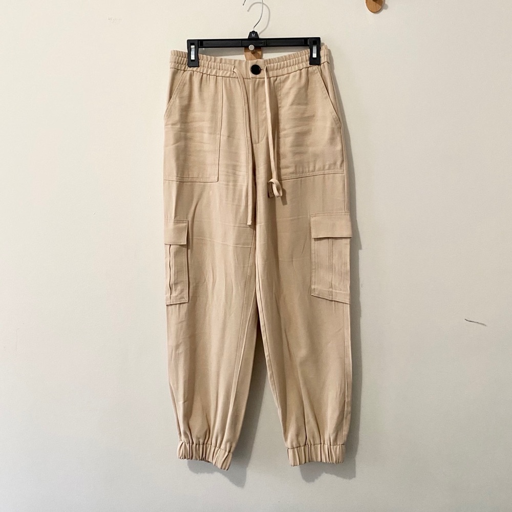 Zara beige cargo pants joggers tan cream